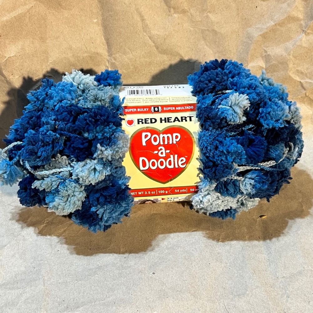 Red Heart 3.5oz‎ Pomp-a-Doodle Yarn Shoreline Blue Super Bulky 6 E765